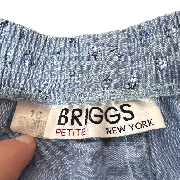 Vntg Briggs Gathered Waist Floral Pull-On Shorts Sz 16 Petite Cotton Made In USA - Picture 3 of 9